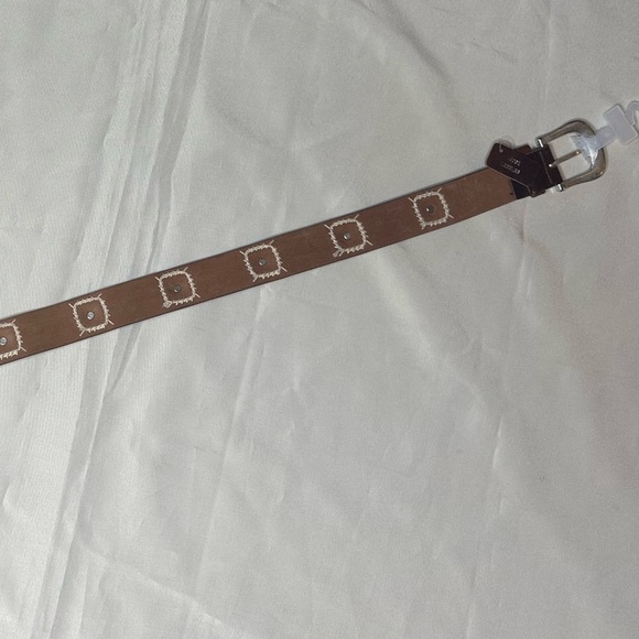 NEW Italian Brown Leather Studded Belt - Picture 9 of 9